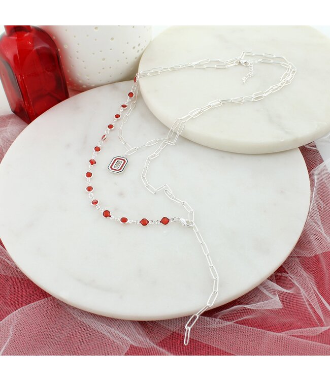 SEASONS JEWELRY OHIO STATE LOGO PAPERCLIP CHAIN NECKLACE