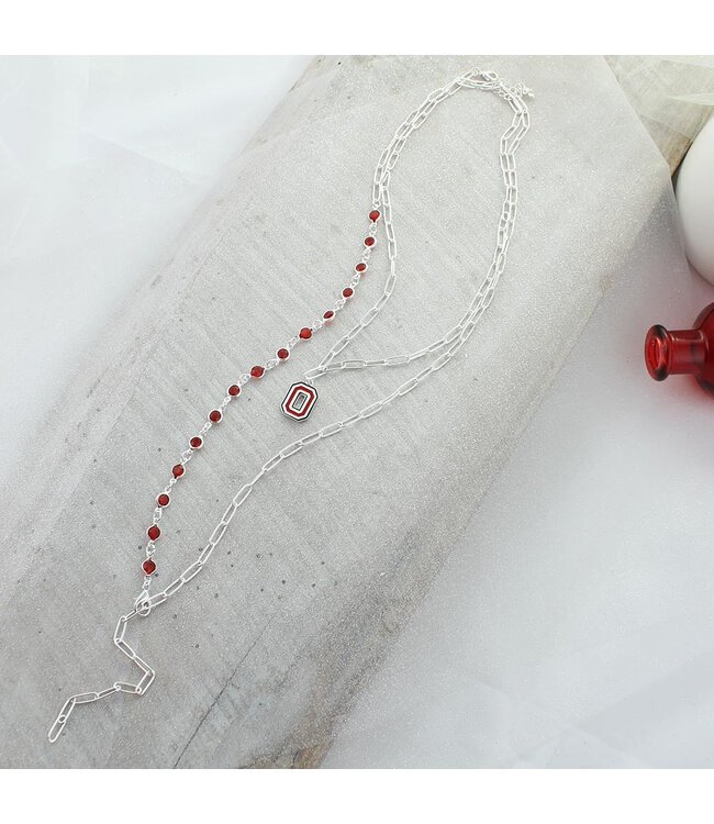 SEASONS JEWELRY OHIO STATE LOGO PAPERCLIP CHAIN NECKLACE
