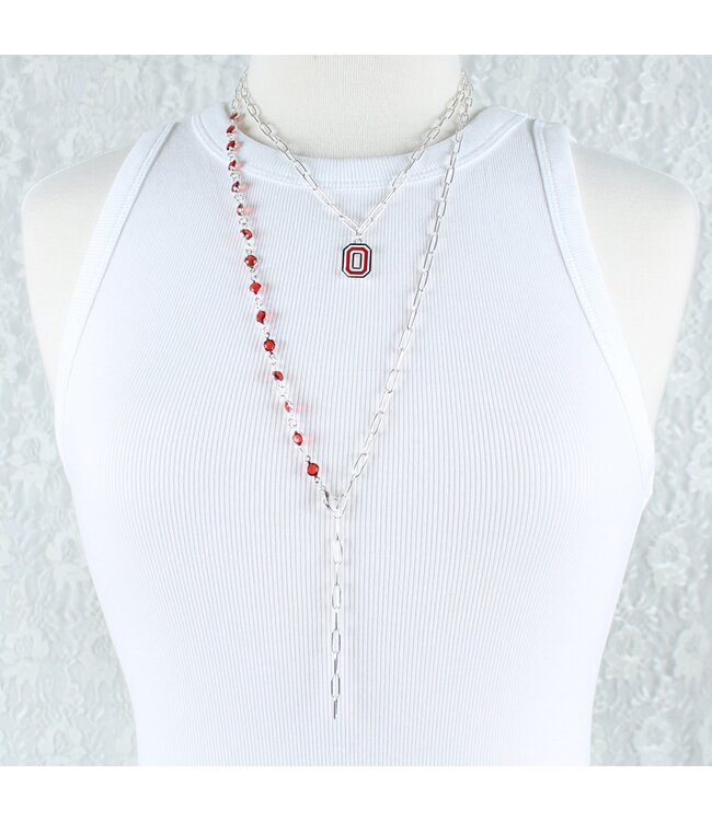 SEASONS JEWELRY OHIO STATE LOGO PAPERCLIP CHAIN NECKLACE
