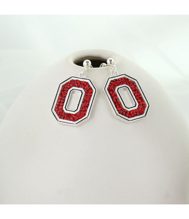 SEASONS JEWELRY OHIO STATE CRYSTAL LOGO EARRINGS