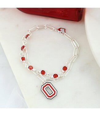 SEASONS JEWELRY OHIO STATE LOGO PAPERCLIP CHAIN BRACELET