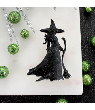 SEASONS JEWELRY GLITTER WITCH SILHOUETTE PIN/PENDANT