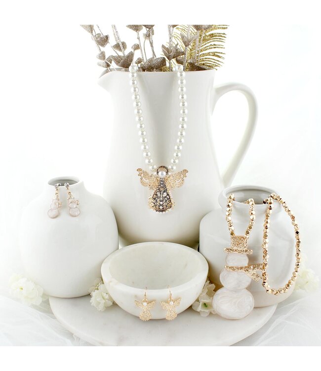 SEASONS JEWELRY GOLD ENAMEL SNOWMAN EARRINGS