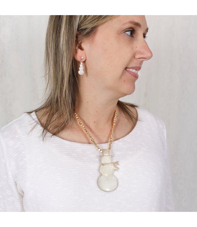 SEASONS JEWELRY GOLD ENAMEL SNOWMAN EARRINGS