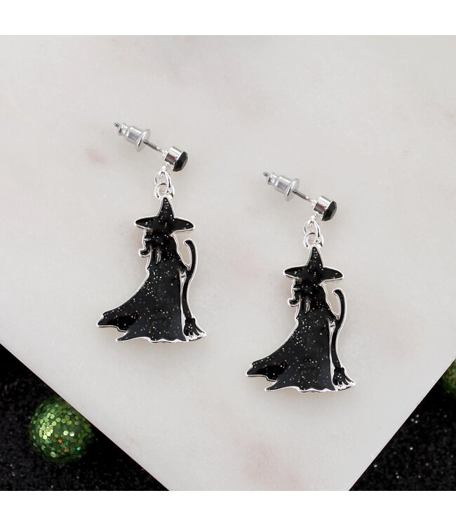 SEASONS JEWELRY GLITTER WITCH AILHOUETTE EARRINGS