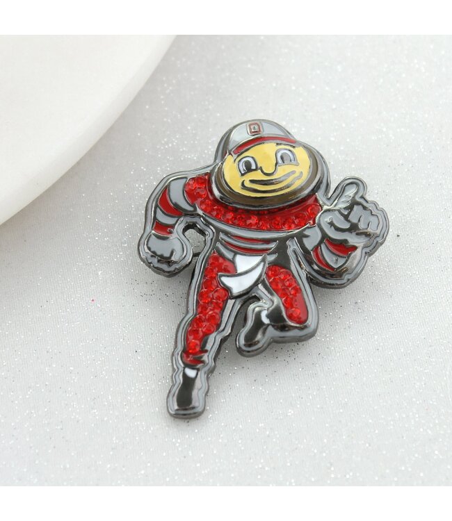 SEASONS JEWELRY OHIO STATE BRUTUS CRYSTAL LOGO PIN/PENDANT