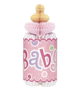 UNIQUE INDUSTRIES INC Honeycomb Centerpiece Baby Bottle Pink