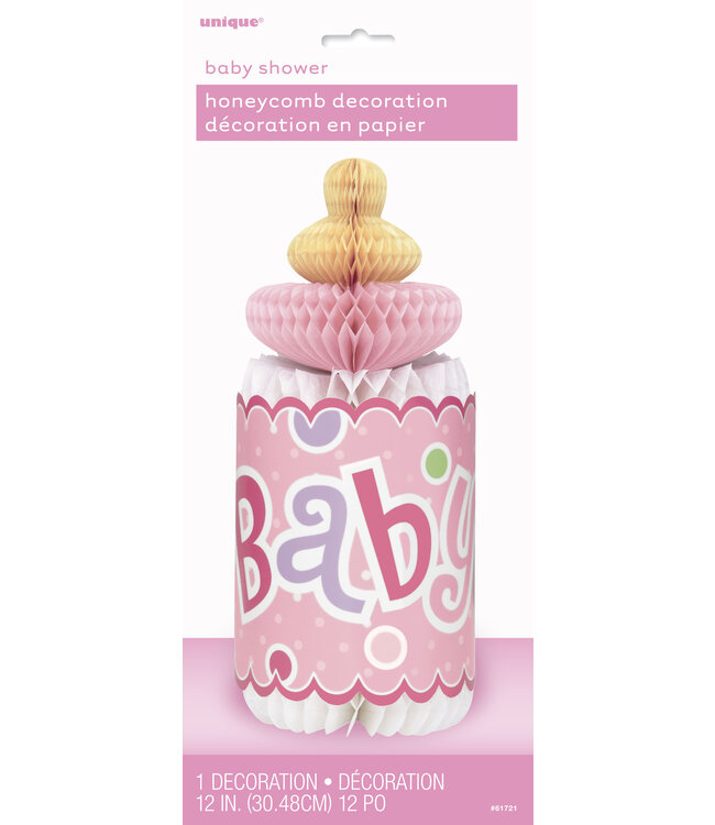 UNIQUE INDUSTRIES INC Honeycomb Centerpiece Baby Bottle Pink