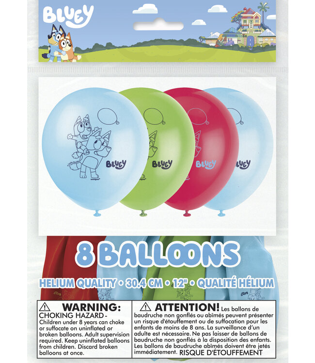 UNIQUE INDUSTRIES INC Bluey Latex Balloons - 8 Count
