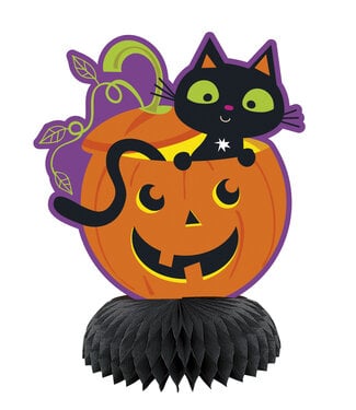 UNIQUE INDUSTRIES INC Honeycomb Centerpiece Cat & Pumpkin - 3 Count