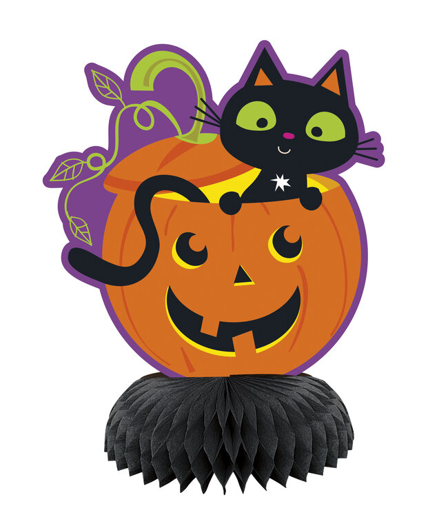 UNIQUE INDUSTRIES INC Honeycomb Centerpiece Cat & Pumpkin - 3 Count