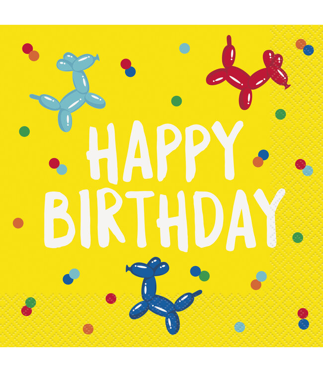 UNIQUE INDUSTRIES INC Balloon Dog Birthday Luncheon Napkin - 16 Count