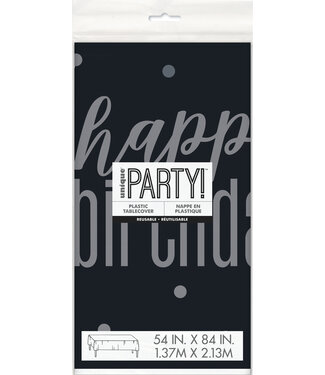 UNIQUE INDUSTRIES INC Glitz Black & Silver Table Cover 54in X 84in