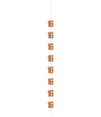 UNIQUE INDUSTRIES INC Glitz Rose Gold Hanging Swirl "16" Decorations, 6 Count