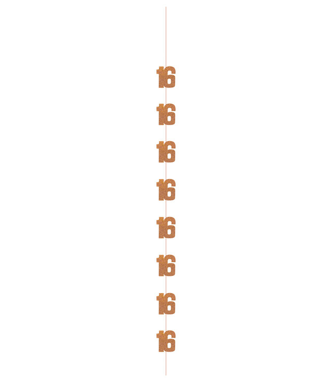 UNIQUE INDUSTRIES INC Glitz Rose Gold Hanging Swirl "16" Decorations, 6 Count
