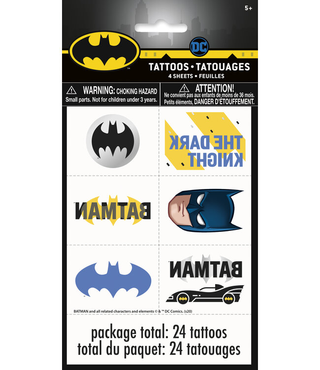 UNIQUE INDUSTRIES INC 24CT TATTOOS BATMAN