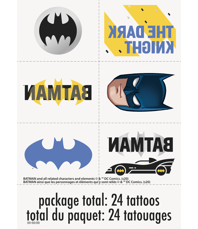 UNIQUE INDUSTRIES INC 24CT TATTOOS BATMAN