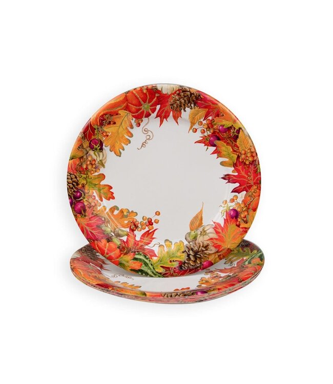CASPARI HARVEST GARLAND WHITE - DINNER PLATES