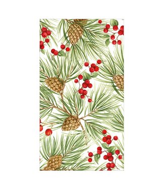 CASPARI EVERGREEN AND BERRIES WHITE - GUEST TOWEL