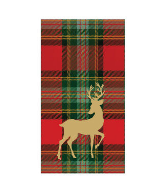 CASPARI REINDEER TARTAN RED - GUEST TOWEL
