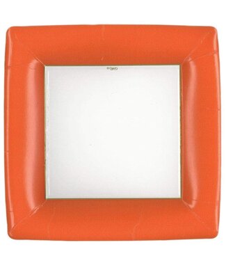 CASPARI GROSGRAIN DEEP ORANGE  SQ - DINNER PLATES SQUARE