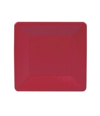 CASPARI GROSGRAIN BORDER RED  SQ - SALAD/DESSERT PLATES SQUARE