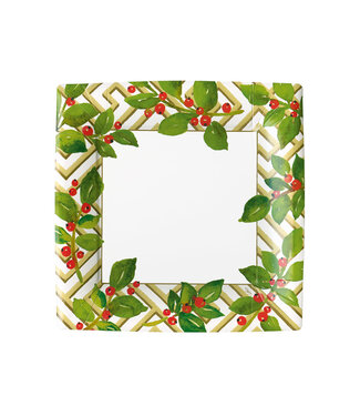 CASPARI HOLLY AND FRETWORK WHITE  SQ - SALAD/DESSERT PLATES SQUARE