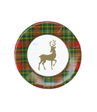 CASPARI REINDEER TARTAN RED - SALAD/DESSERT PLATES