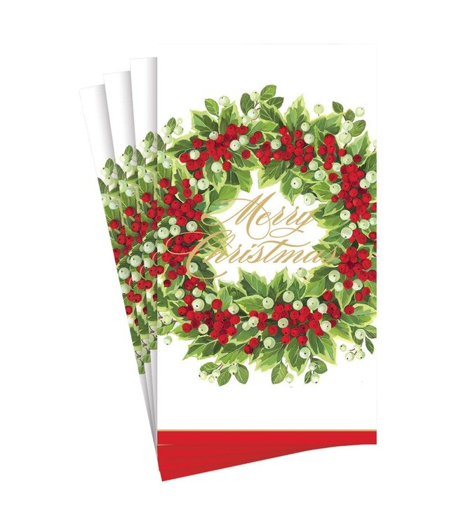 CASPARI HOLLY AND BERRY WREATH MERRY CMAS - GUEST TOWEL