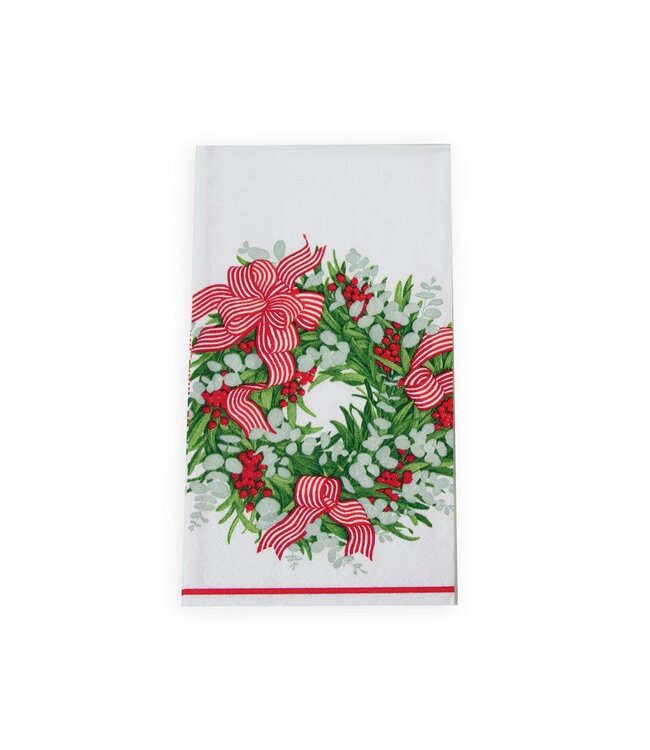 CASPARI RIBBON STRIPE WREATH - GUEST TOWEL