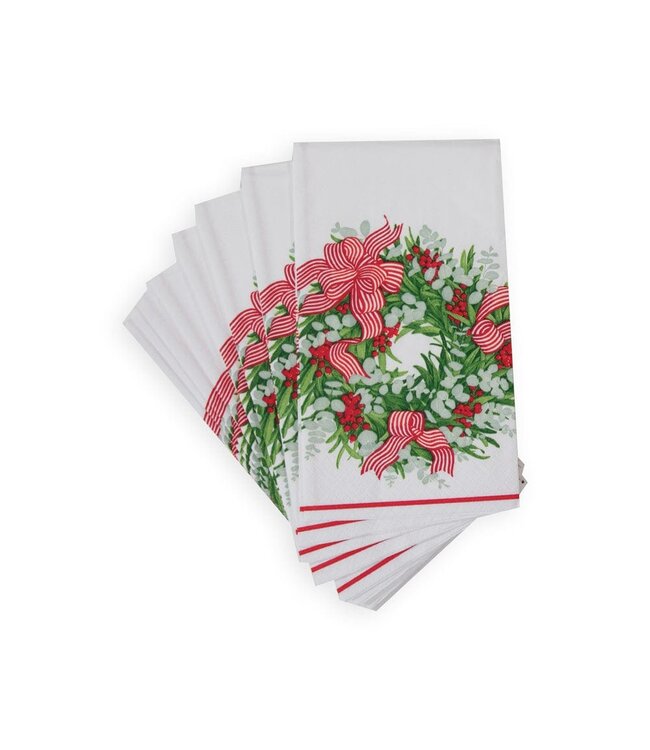 CASPARI RIBBON STRIPE WREATH - GUEST TOWEL