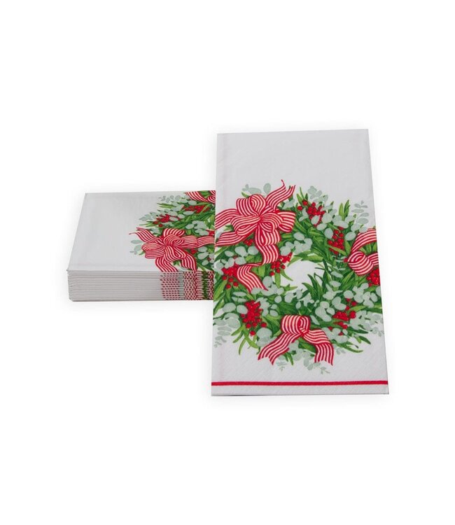 CASPARI RIBBON STRIPE WREATH - GUEST TOWEL