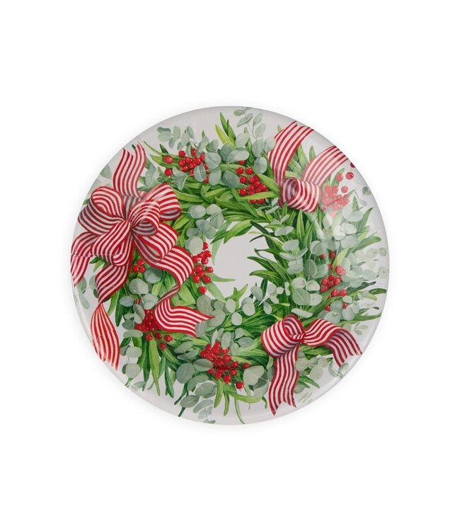 CASPARI RIBBON STRIPE WREATH - SALAD/DESSERT PLATES