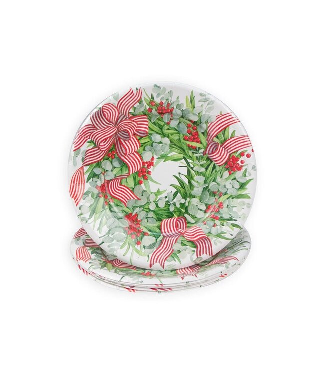 CASPARI RIBBON STRIPE WREATH - SALAD/DESSERT PLATES
