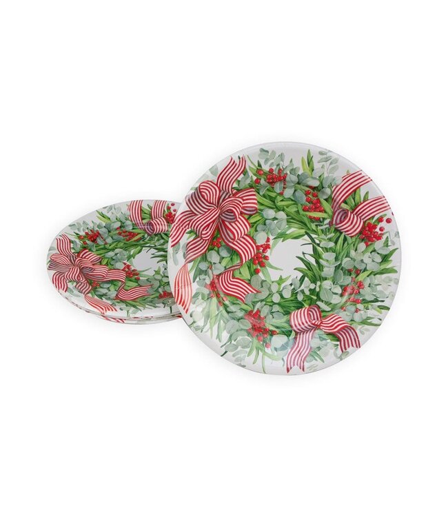 CASPARI RIBBON STRIPE WREATH - SALAD/DESSERT PLATES