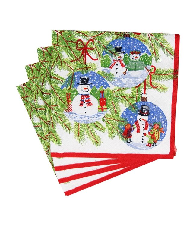CASPARI SNOWMAN ORNAMENTS - NAPKIN COCKTAIL