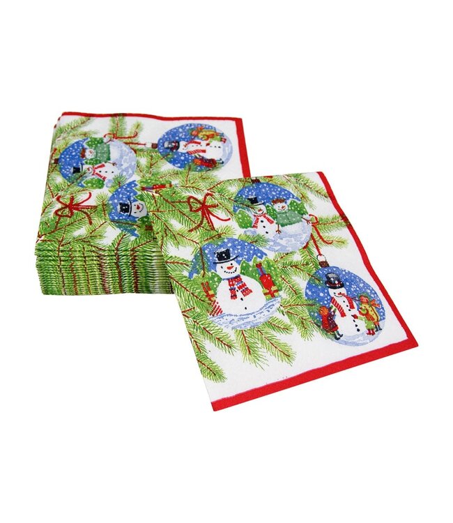 CASPARI SNOWMAN ORNAMENTS - NAPKIN COCKTAIL