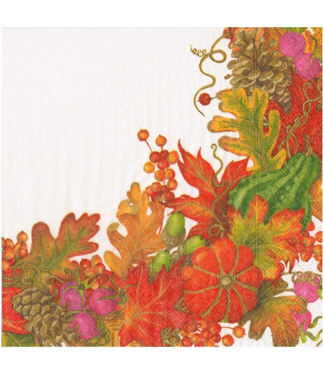 CASPARI HARVEST GARLAND WHITE - NAPKIN DINNER