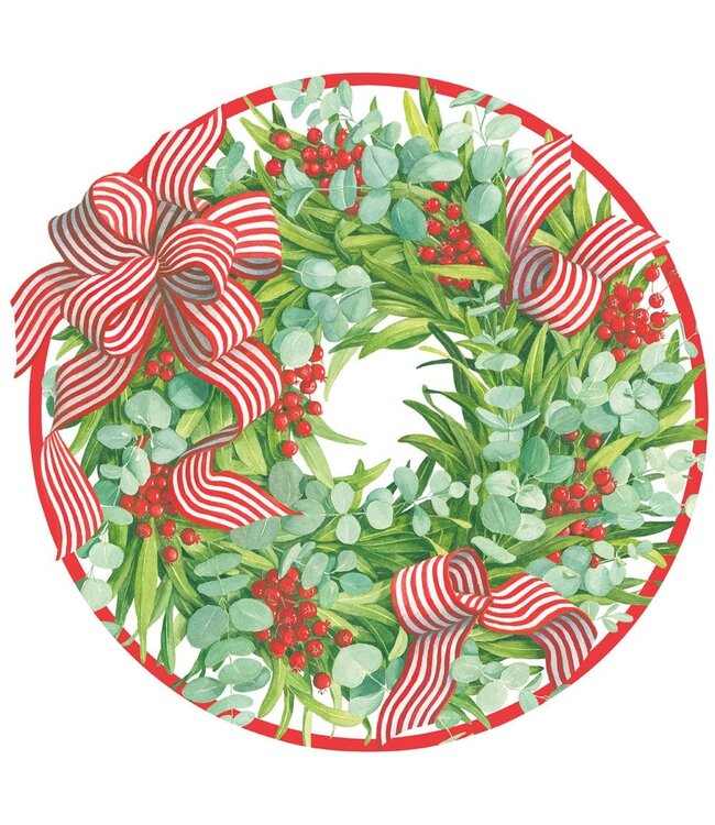 CASPARI RIBBON STRIPE WREATH - PLACEMAT DIE CUT-SINGLE