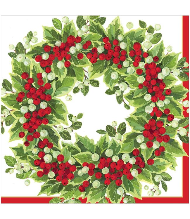 CASPARI HOLLY AND BERRY WREATH - NAPKIN DINNER