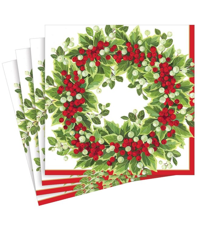 CASPARI HOLLY AND BERRY WREATH - NAPKIN DINNER