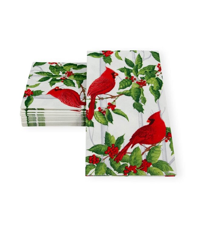 CASPARI HOLLY AND SONGBIRDS WHITE/SILVER - GUEST TOWEL