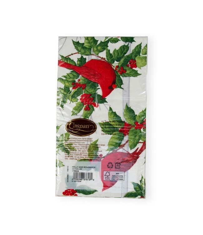 CASPARI HOLLY AND SONGBIRDS WHITE/SILVER - GUEST TOWEL