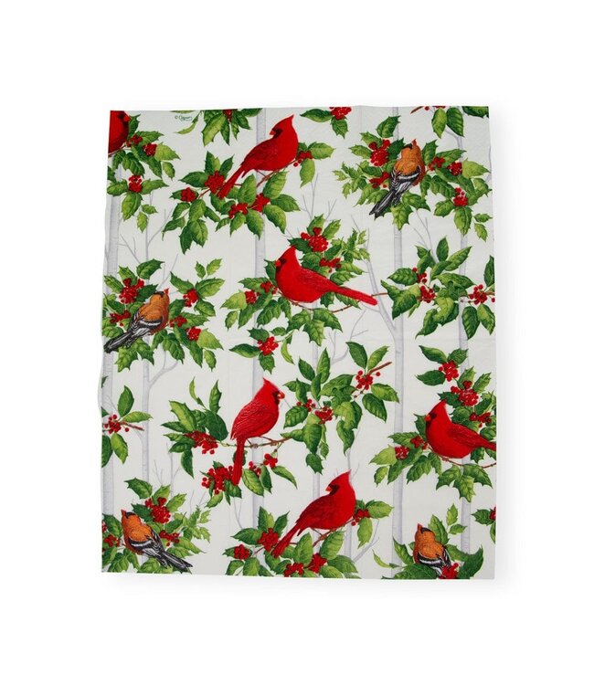 CASPARI HOLLY AND SONGBIRDS WHITE/SILVER - GUEST TOWEL