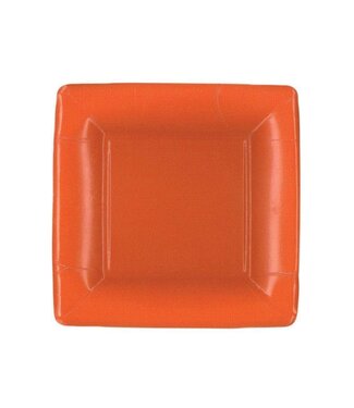 CASPARI GROSGRAIN DEEP ORANGE  SQ - SALAD/DESSERT PLATES SQUARE