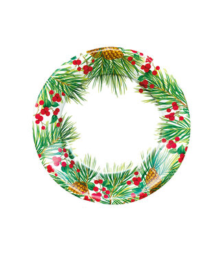 CASPARI EVERGREEN AND BERRIES WHITE - SALAD/DESSERT PLATES
