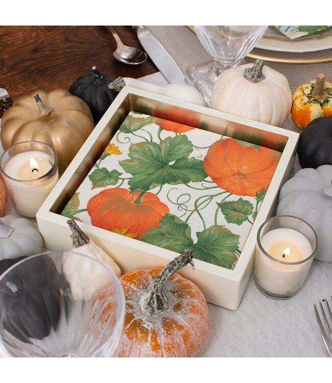 CASPARI HEIRLOOM PUMPKINS IVORY/ORANGE - NAPKIN COCKTAIL