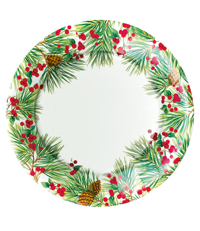 CASPARI EVERGREEN AND BERRIES WHITE - DINNER PLATES