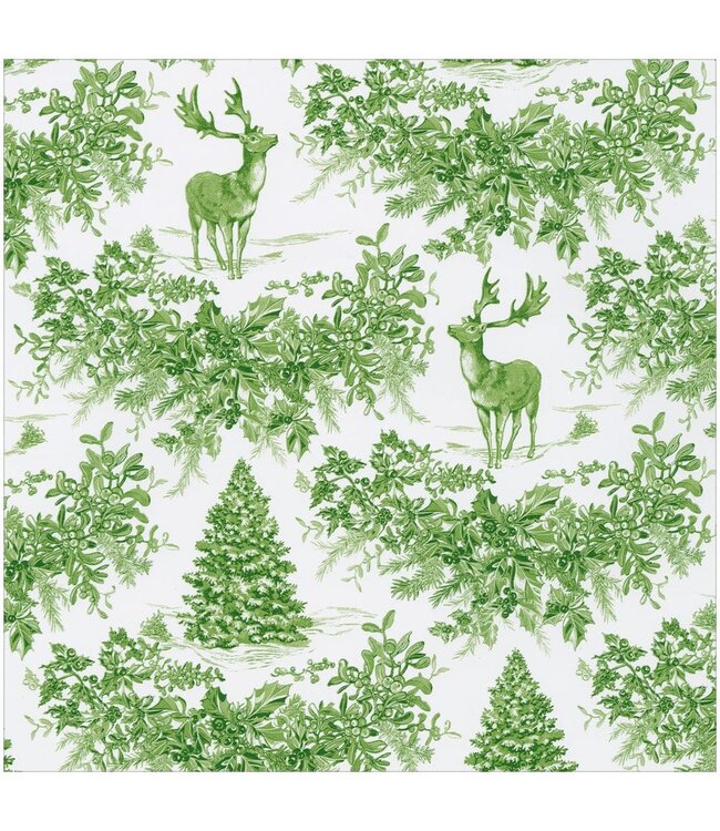 CASPARI CHRISTMAS TOILE GREEN - ROLL WRAP 30 INCH X 8FT-2 INCH CORE