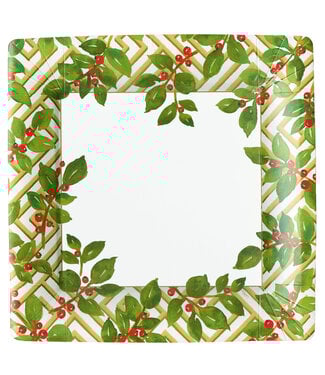 CASPARI HOLLY AND FRETWORK WHITE  SQ - DINNER PLATES SQUARE